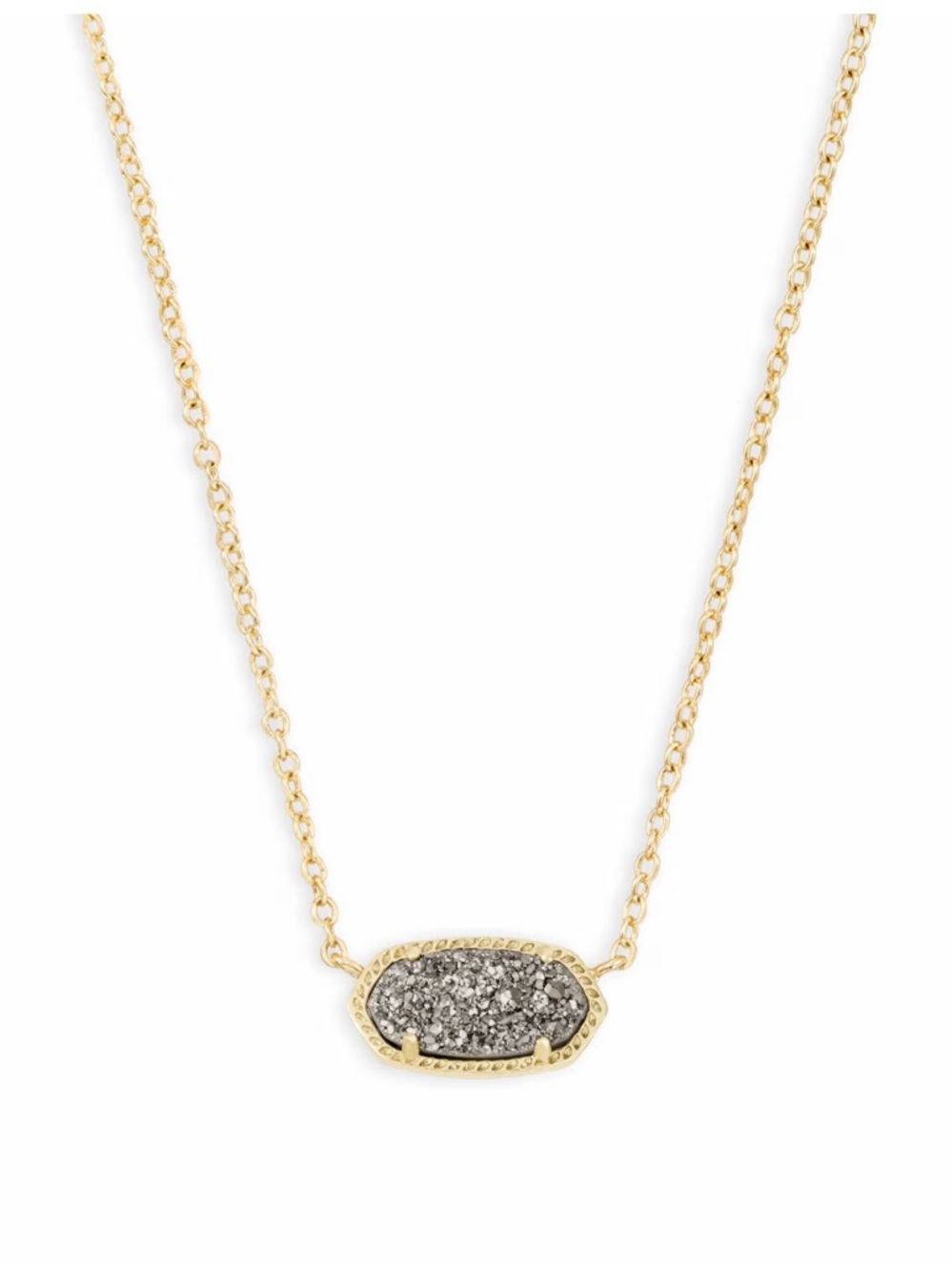 NWT Kendra Scott Elisa Gold Pendant Necklace in Platinum Drusy